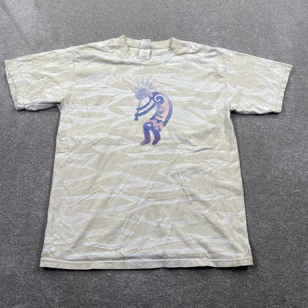 Cotton Deluxe Kokopelli T-Shirt Mens Large Tan Marble Wash Southwestern Graphic